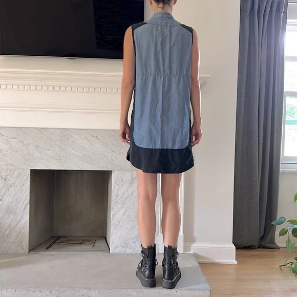 Proenza Schouler dress, size 8, 100% cotton, denim blue and black - Picture 3 of 7